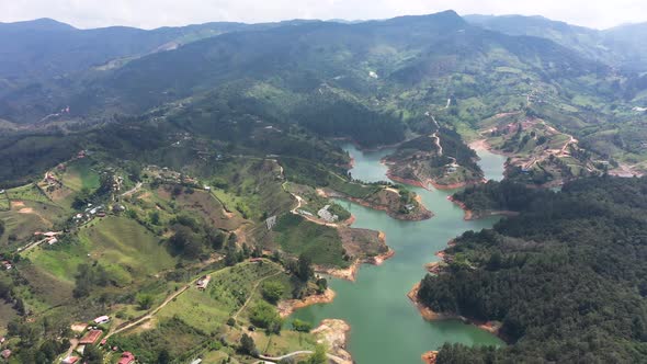 The Lake of Guatape from Rock Piedra Del Penol, Colombia