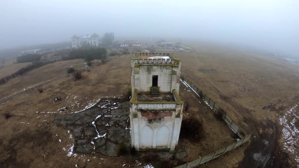 Aerial: Historical building in Romania