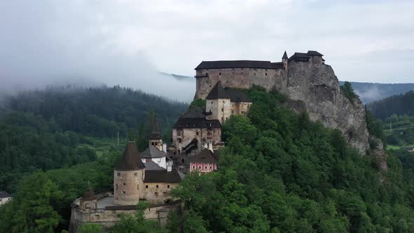 Aerial view of Oravsky castle in Oravsky Podzamok village in Slovakia