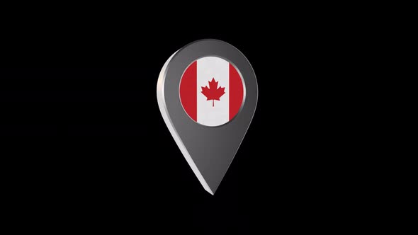 3d Animation Map Navigation Pointer With Canada Flag With Alpha Channel  - 2K