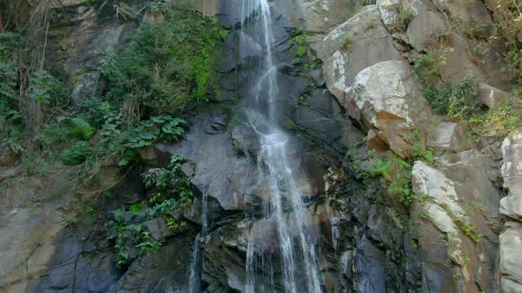 The Cascades On Steep Rugged Mountains - Cascada de Yelapa In Jalisco, Mexico. Closeup, Aerial