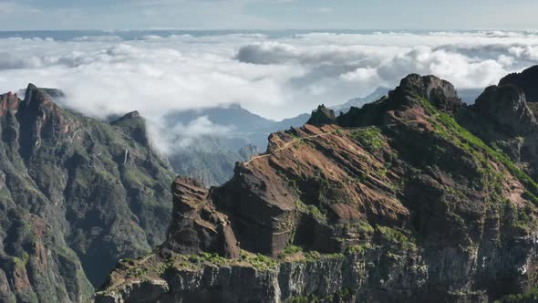 Fantastic Rock Formations with Thick Clouds in the Background