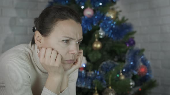 Female Depressed Isolation at Christmas Eve