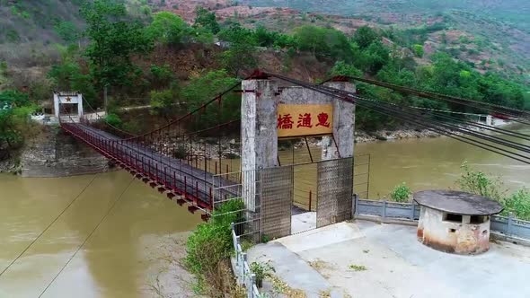 Aerial Photography China Expeditionary Army Famous Anti War Site Huitong Bridge Hd Video