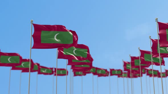 Maldives Row Of Flags 3D Animation