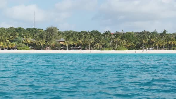 Zanzibar Coastline with Sandy Beach Palms and Hotels