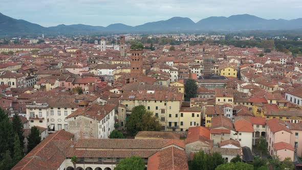 Aerial View of Ancient Town Lucca Italy Toscana Region