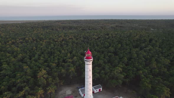 Aerial Circle Dolly Around Vila Real de Santo António Lighthouse.