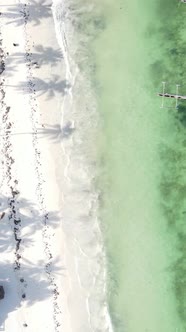 Boat Boats in the Ocean Near the Coast of Zanzibar Tanzania Slow Motion Vertical Video