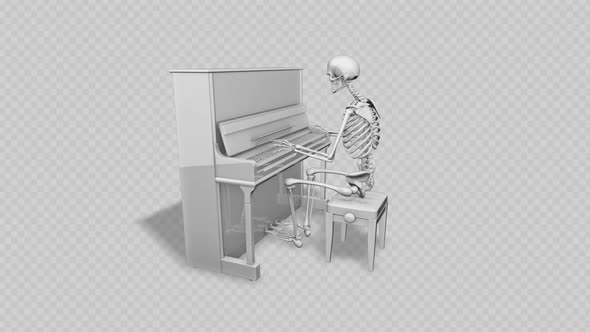 3D Skeleton White Piano