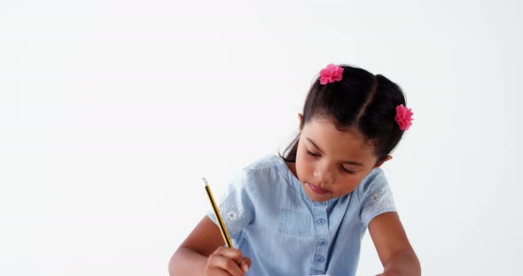 Schoolgirl doing her homework