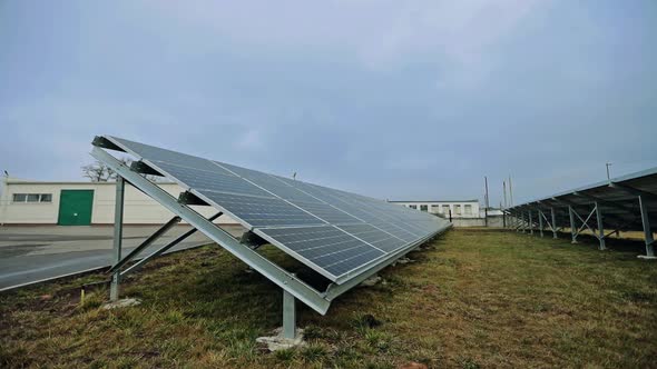 Solar panels collecting energy. Close up view of solar power panels