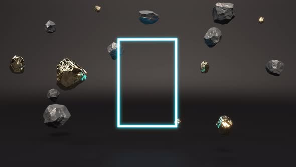 Modern Mock Up Scene in 3d Style Gold Black Rock Intro Able to Loop Seamless