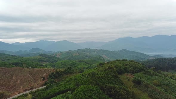 Majestic Foggy Tropical Mountains Landscape,Drone View.