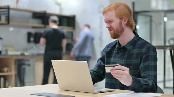 Online Payment Failure on Laptop By Beard Redhead Man 