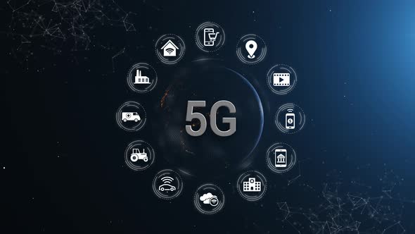 Earth 5 G Network Iot Internet Of Things Future Benefits Full Orb Dark White Icons