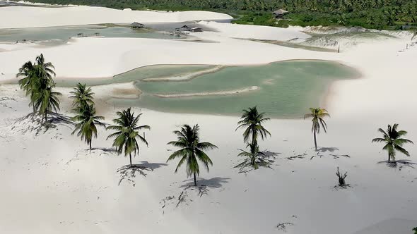 Jericoacoara Ceara Brazil. Scenic sand dunes and turquoise rainwater lakes