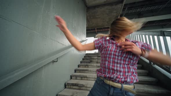 Girl Dancing Energetically, Urban Style