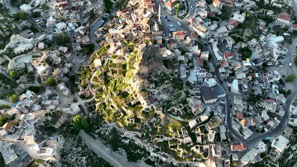 Awesome aerial view of Ortahisar 4 K Turkey Cappadocia