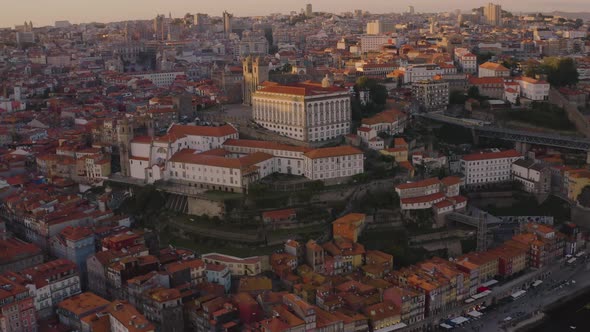 Porto in Portugal, aerial drone cityscape view 4k