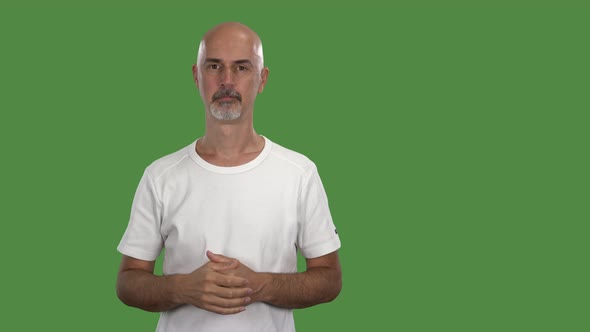 Loop on Green Screen Man Showing One Thumb up Smiling