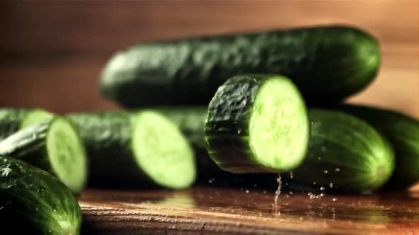 A Piece of Cucumber Falls on the Table and Rotates