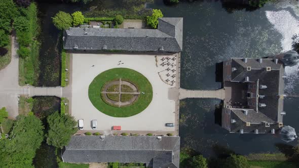 Watering an agricultural field with water sprinkler in area the Achterhoek in the Netherlands