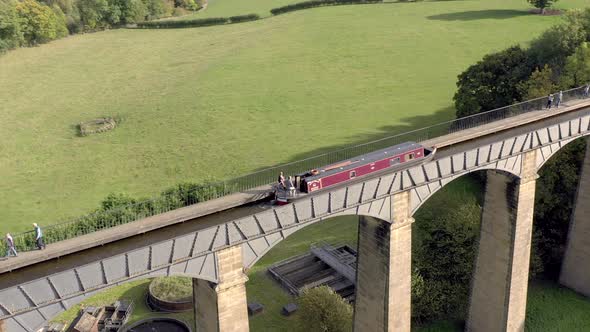 Canal Boat using the Pontcysyllte Aqueduct in Wales