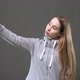 cute girl takes a selfie with a mobile phone. - VideoHive Item for Sale