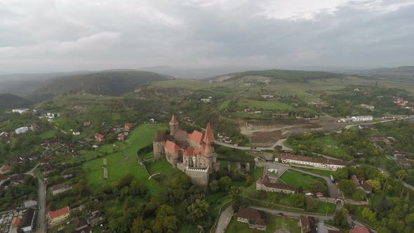 Aerial view of the old Corvin Castle