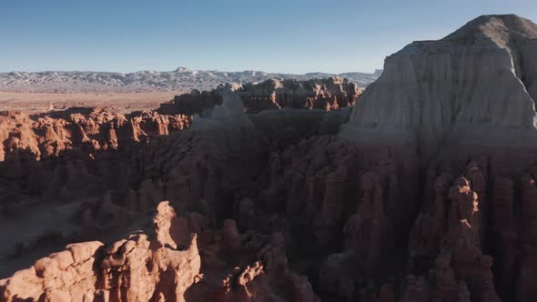 Red Mars Planet Landscapes Aerial  Hoodoo Formations in Goblin Valley Utah