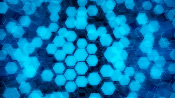 Abstract Technological Background of Glowing Hexagons