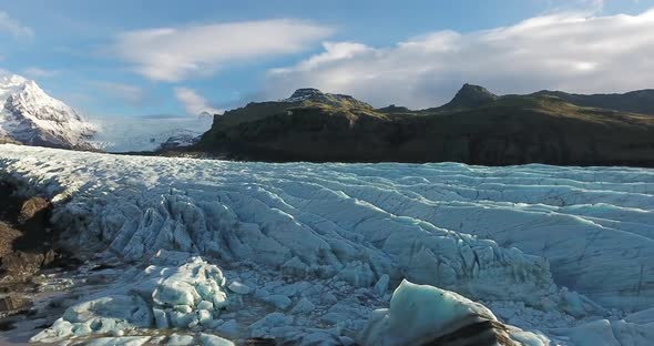 Flying over Svinafellsjokull Glacier in Iceland