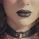 Sexy Gothic Lips with Black Lipstick of Beautiful Woman. Brunette Girl with Mysterious Necklace. - VideoHive Item for Sale