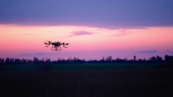 Sunset Agro Copter Flying