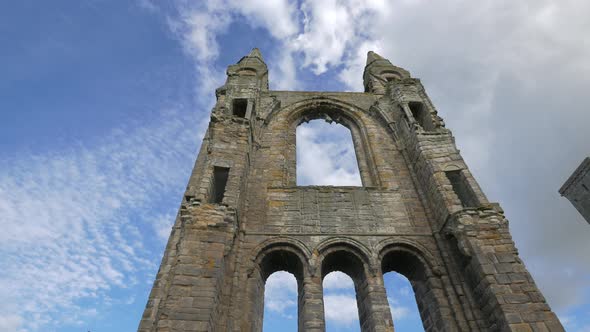 Low angle of a ruined stone wall