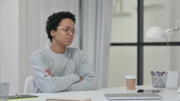 Anxious Young African Woman Feeling Worried