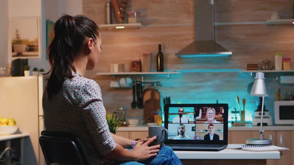 Woman Sleeping During Video Conference