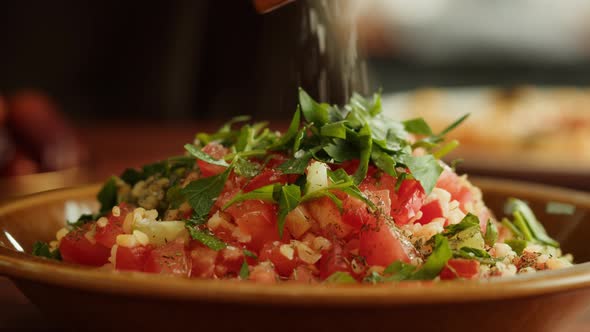 Tabbouleh Vegetable Salad Closeup Middle Eastern National Traditional Food