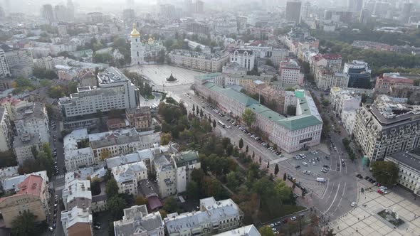 Cityscape of Kyiv, Ukraine. Aerial View, Slow Motion