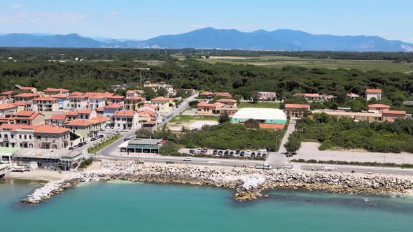 Amazing Aerial View of Marina Di Pisa Coastline Tuscany