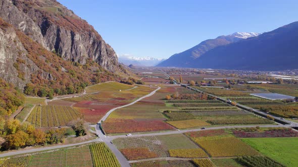 The Valais Wine Region in Switzerland Aerial View