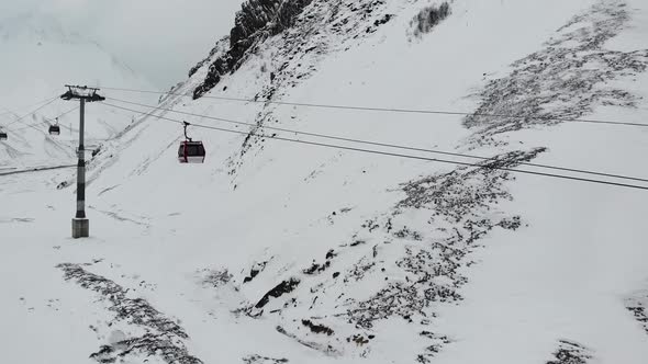 Cableway Lifting in Winter Mountains