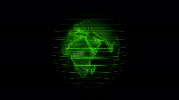 Glowing Green Color Technology Hologram Earth Animated On Black Background