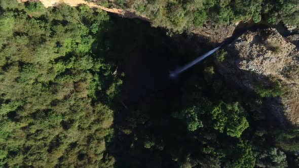 Aerial views of the famous Lone Creek Falls outside the town of Sabie, on the Panorama route in Mpum