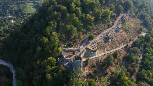 Aerial Of Anakopia Fortress And Iverskaya Mountain Abkhazia