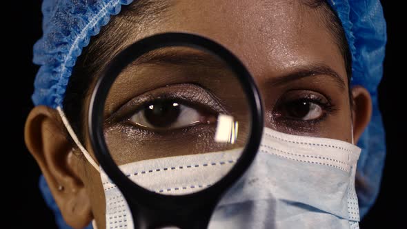 Nurse with Magnifying Glass