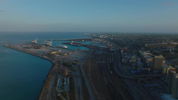 Aerial Panoramic View of Industrial Sea Shore