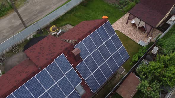 Animation with Energy Solar Panels on the House Roof