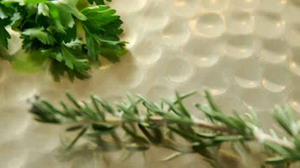 Various type of herbs in plate 4k